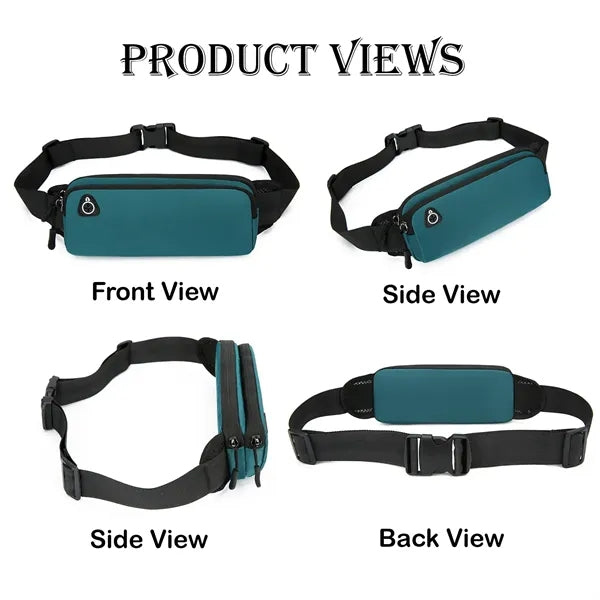 Compact Sports Waist Pack with Dual Pockets and Earbud Slot