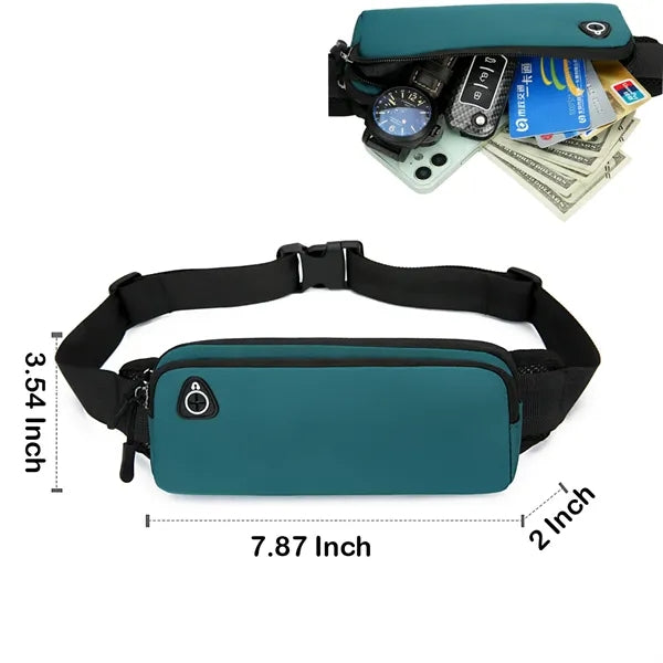 Compact Sports Waist Pack with Dual Pockets and Earbud Slot