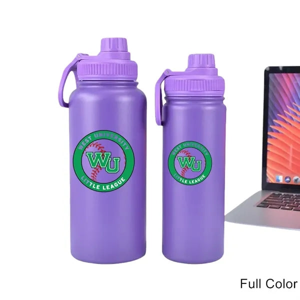 12 to 40 oz Wide-Mouth Stainless Steel Bottle with Loop Lid