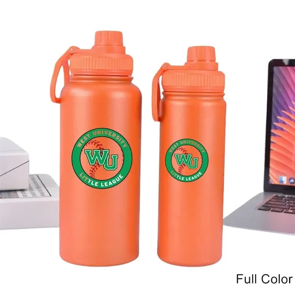 12 to 40 oz Wide-Mouth Stainless Steel Bottle with Loop Lid