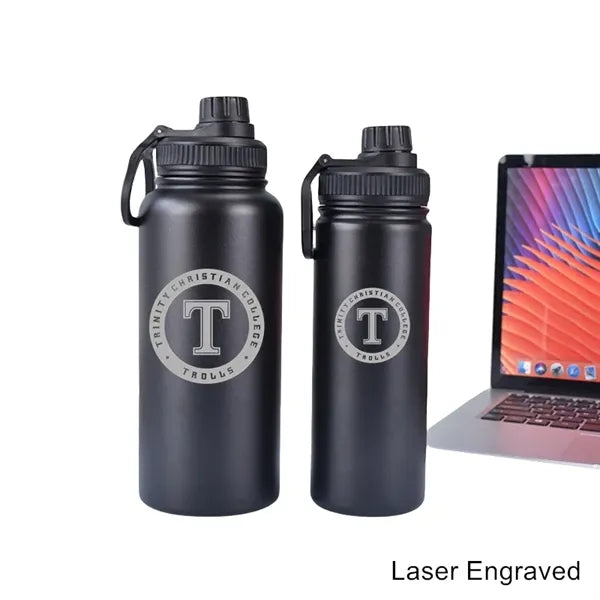 12 to 40 oz Wide-Mouth Stainless Steel Bottle with Loop Lid