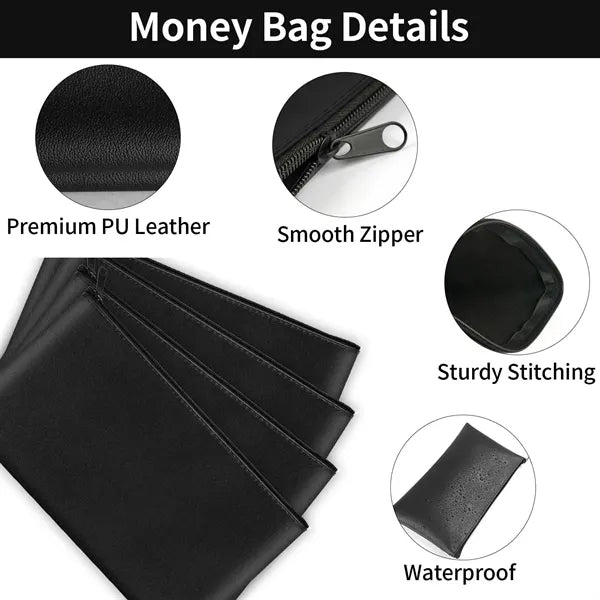 PU Leather Cash Pouch with Zipper