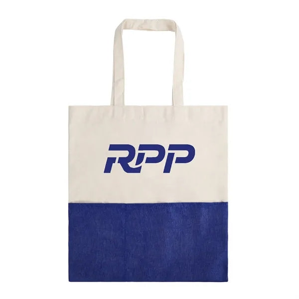 Two-Tone Cotton/ Burlap Tote with Pocket