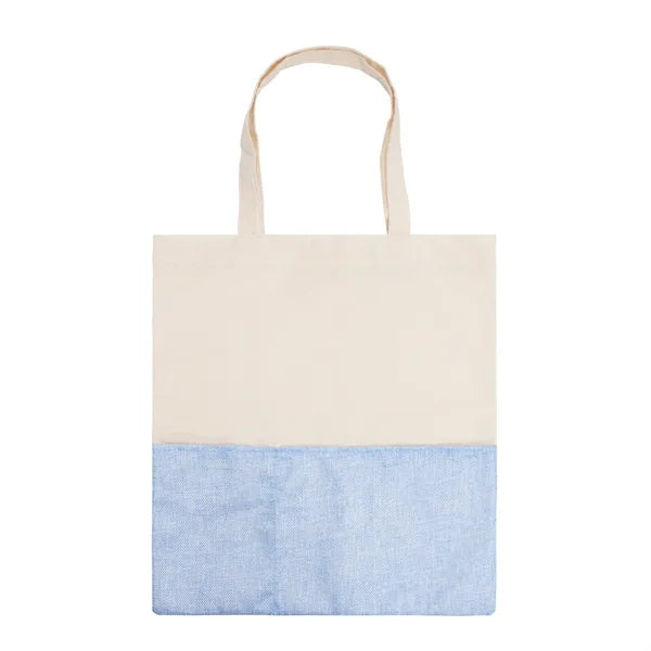 Two-Tone Cotton/ Burlap Tote with Pocket