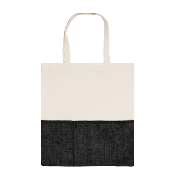 Two-Tone Cotton/ Burlap Tote with Pocket