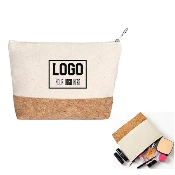 Canvas Combine Cork Cosmetic Bag