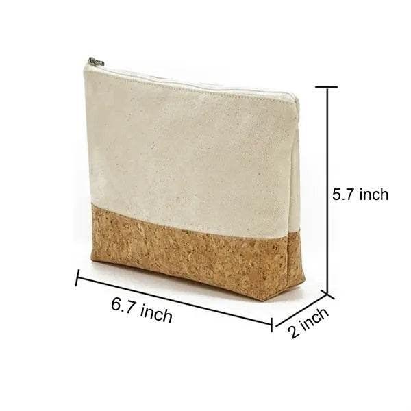 Canvas Combine Cork Cosmetic Bag