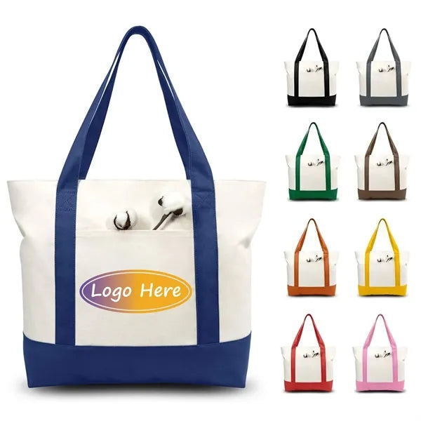 Canvas Tote Bag with External Pocket