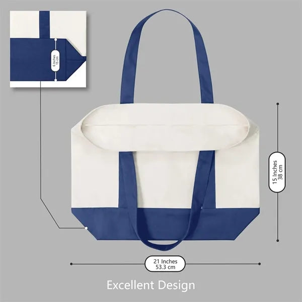 Canvas Tote Bag with External Pocket