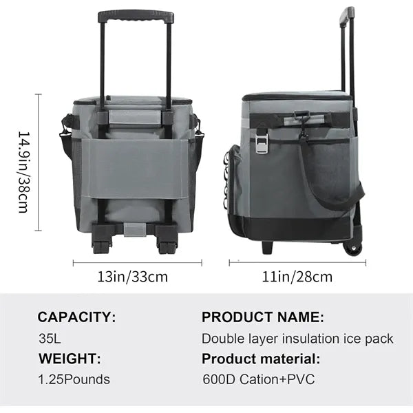 Portable Cooler With Wheels And Handle
