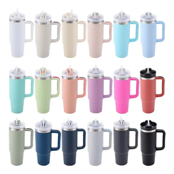 Insulated Tumbler with Handle and Straw