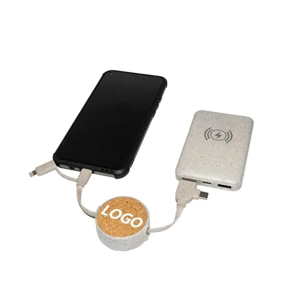 Eco-Friendly 3-in-1 Charging Cable with Wheat Straw Case