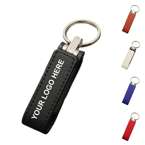 128G Pu Leather Flash Drive Keychain