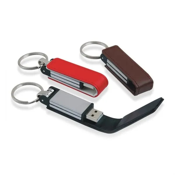 128G Pu Leather Flash Drive Keychain