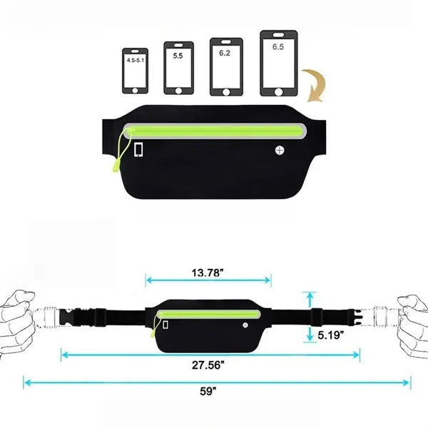 Lightweight Fitted Reflective Lycra Waterproof Waist Pouch