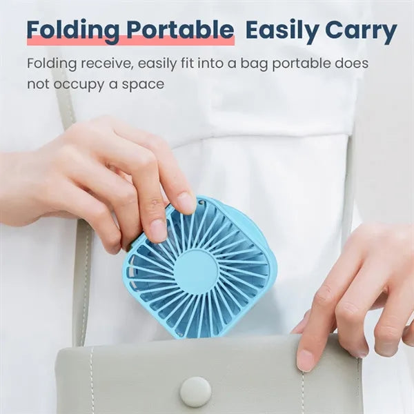 USB Rechargeable Handheld Portable Fan with Mirror
