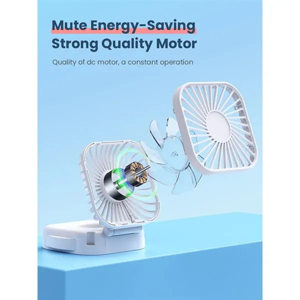 USB Rechargeable Handheld Portable Fan with Mirror