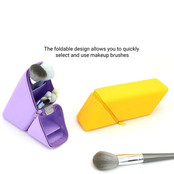 Large-Capacity Silicone Pencil Case Travel Makeup Brush Hold