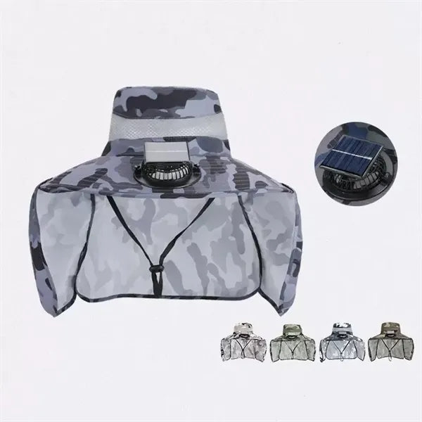 Wide Brim Sun Hat With Solar Fan