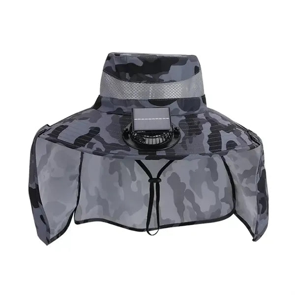 Wide Brim Sun Hat With Solar Fan