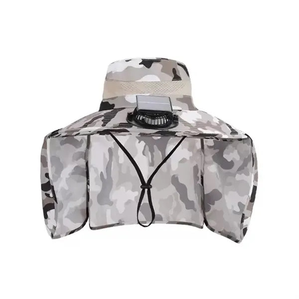 Wide Brim Sun Hat With Solar Fan