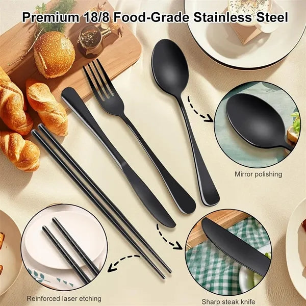 Portable Stainless Steel 4 Pieces Travel Silverware Set