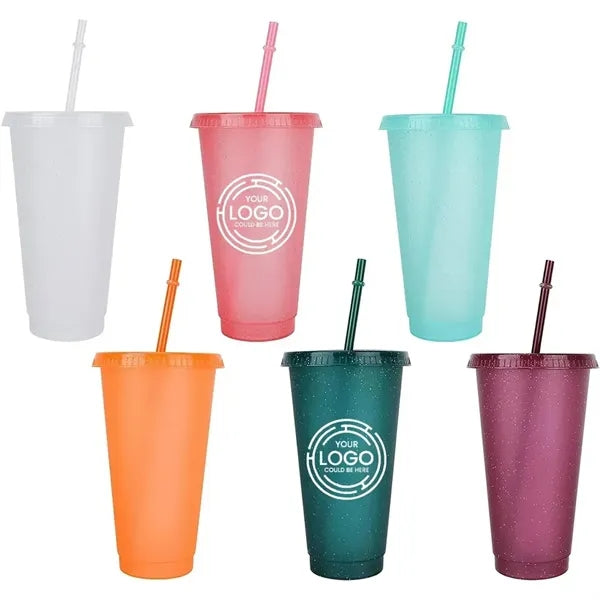 24 Oz Water Bottle Travel Mug Cup With Lids And Straws