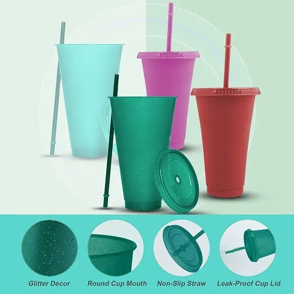 24 Oz Water Bottle Travel Mug Cup With Lids And Straws