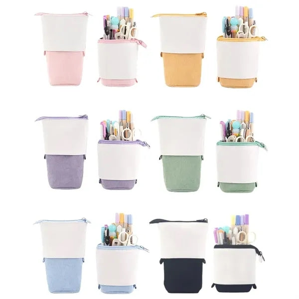 Multifunctional PU Corduroy Retractable Pencil Case