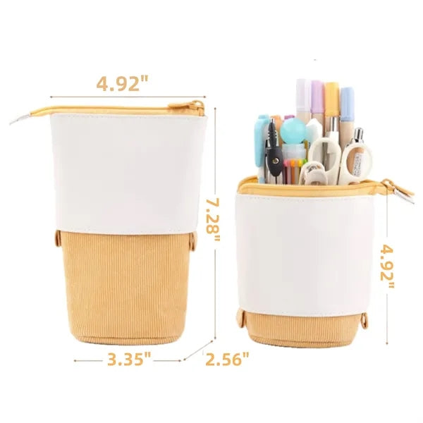 Multifunctional PU Corduroy Retractable Pencil Case