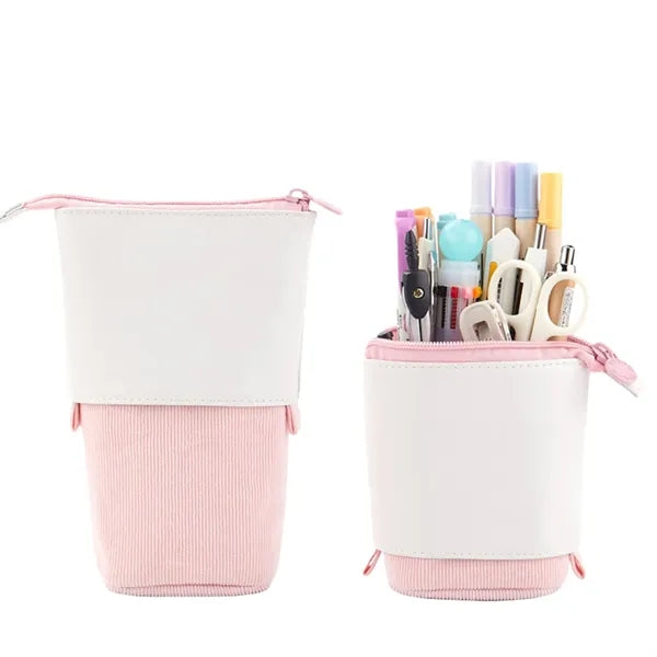 Multifunctional PU Corduroy Retractable Pencil Case
