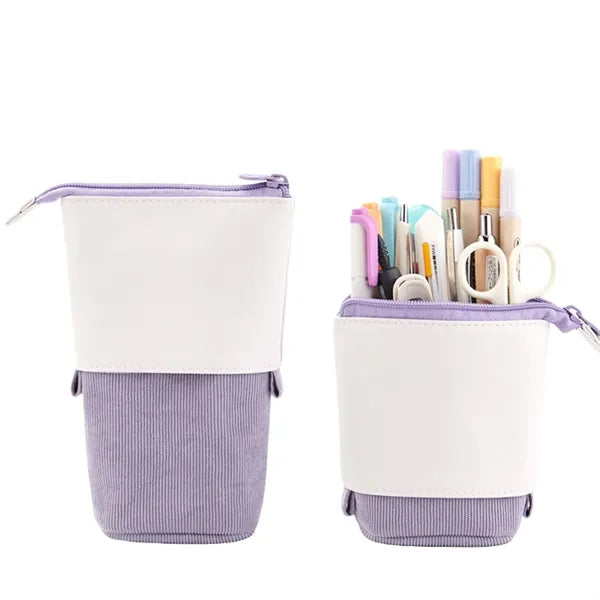 Multifunctional PU Corduroy Retractable Pencil Case