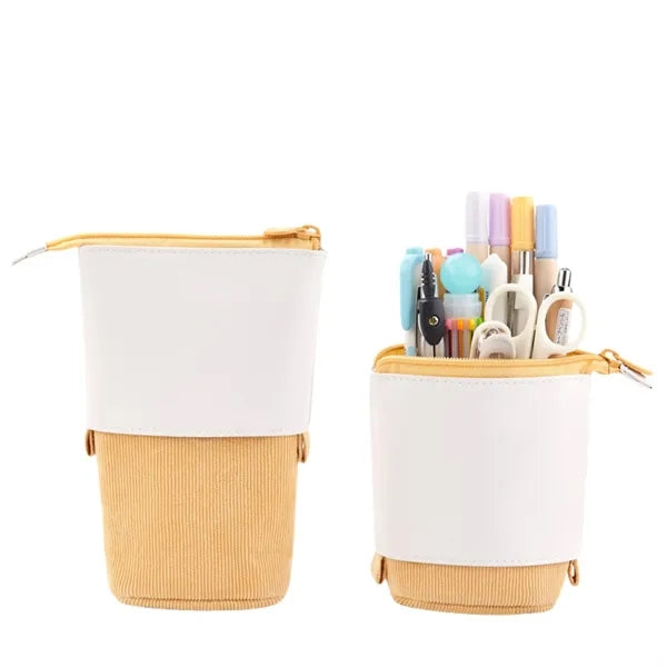 Multifunctional PU Corduroy Retractable Pencil Case