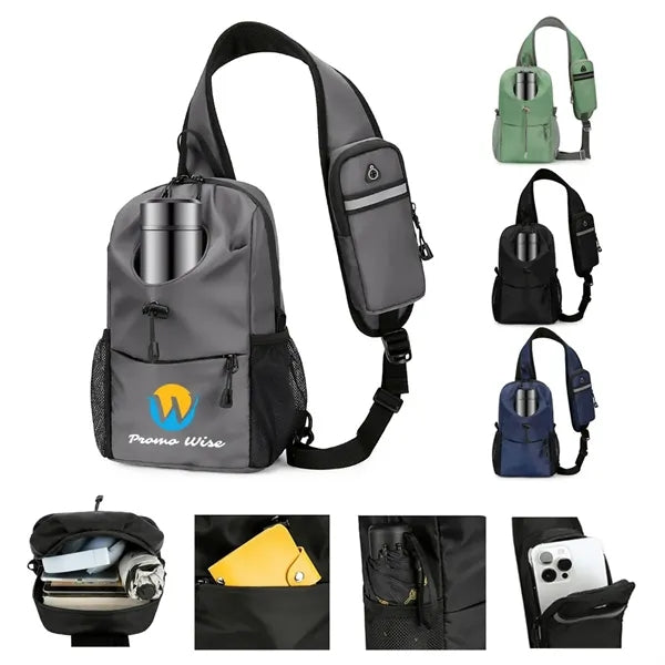 Waterproof Chest Bag with Bottle Pocket for Casual Travel