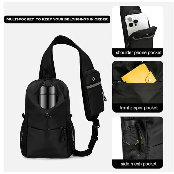Waterproof Chest Bag with Bottle Pocket for Casual Travel