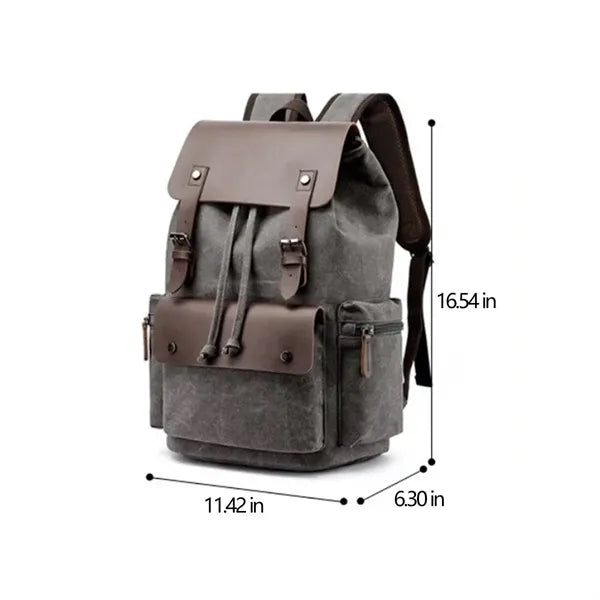 Multifunctional Vintage Canvas PU Leather Travel Backpacks