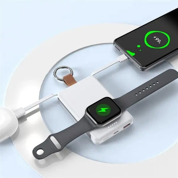 5000mAh Magnet Watch Charger Power Bank With Built-In Cables