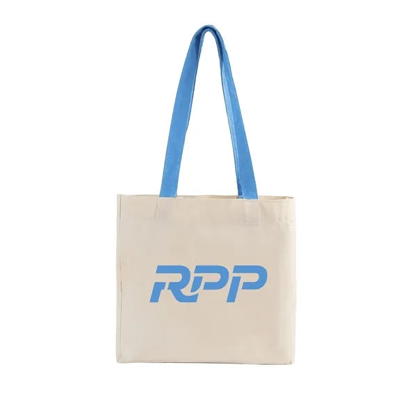 Cotton Colored Handle Tote w/Gusset