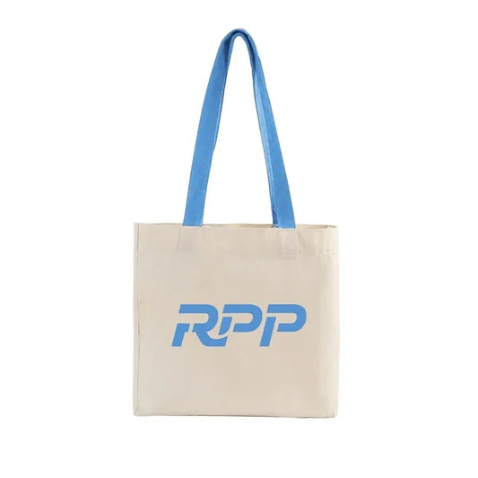 Cotton Colored Handle Tote w/Gusset
