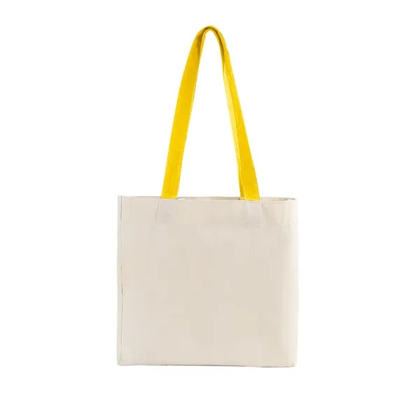 Cotton Colored Handle Tote w/Gusset