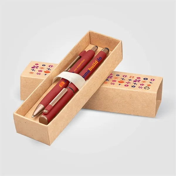 York Recycled Plastic Bronze Trim Pen Gift Set-Box Decorated