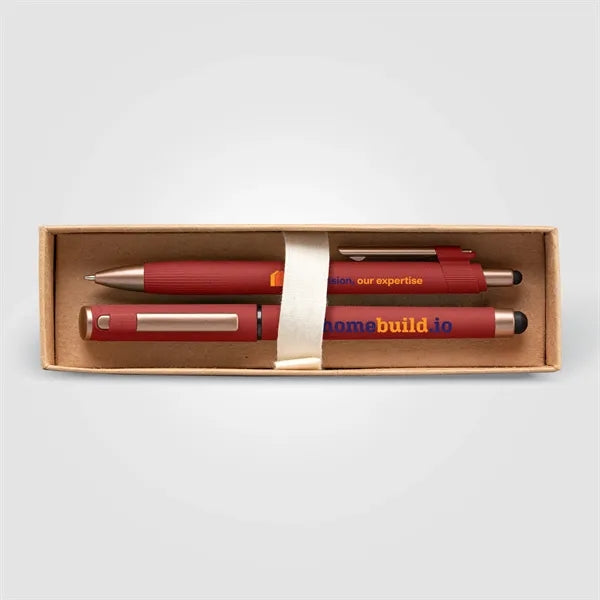 York Recycled Plastic Bronze Trim Pen Gift Set-Box Decorated