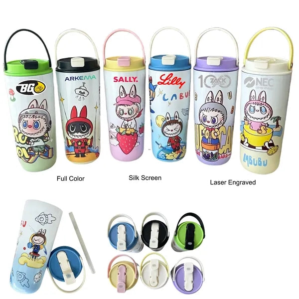 25 oz LABUBU Cartoon Stainless Steel Straw Tumbler W/ Handle