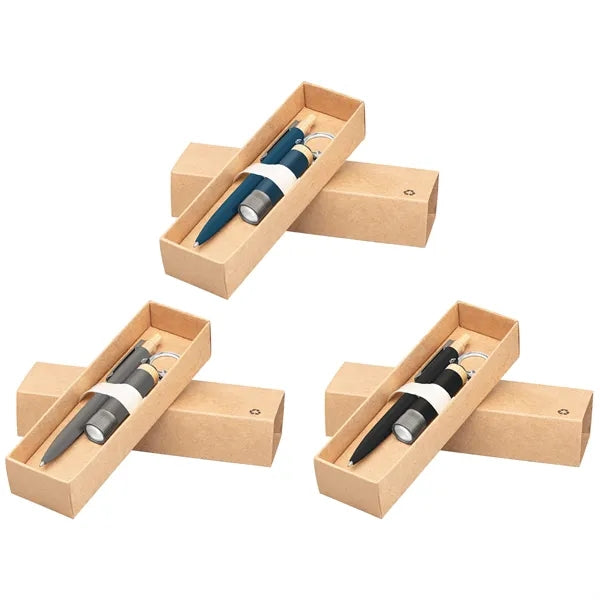 Reborn Recycled Aluminum Bamboo Accented Pen & Flashlight