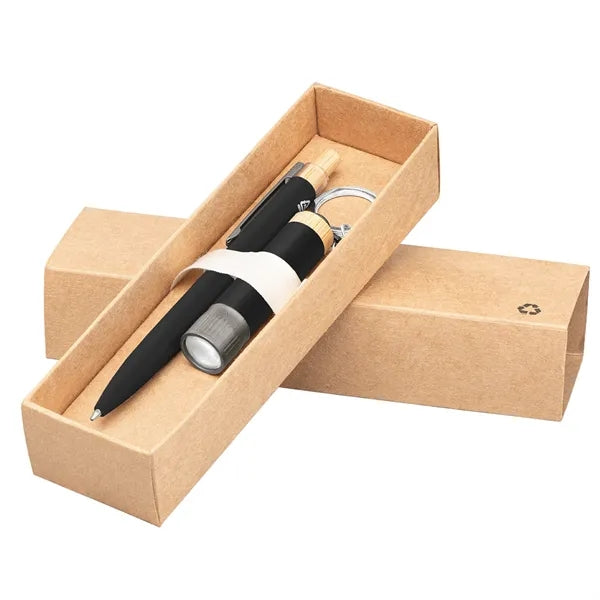 Reborn Recycled Aluminum Bamboo Accented Pen & Flashlight