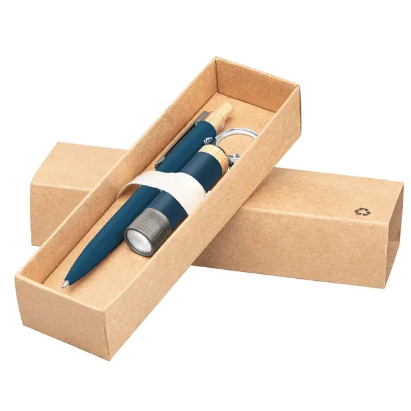 Reborn Recycled Aluminum Bamboo Accented Pen & Flashlight