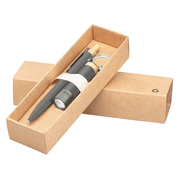 Reborn Recycled Aluminum Bamboo Accented Pen & Flashlight