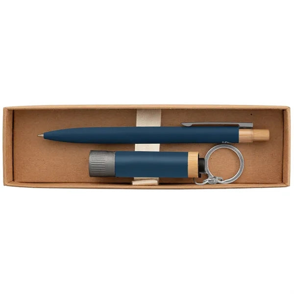 Reborn Recycled Aluminum Bamboo Accented Pen & Flashlight