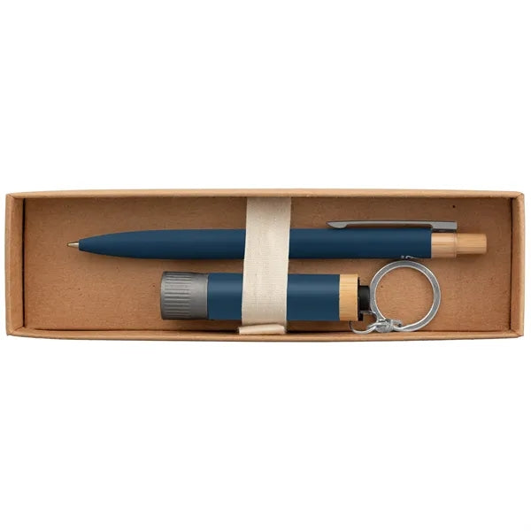 Reborn Recycled Aluminum Bamboo Accented Pen & Flashlight