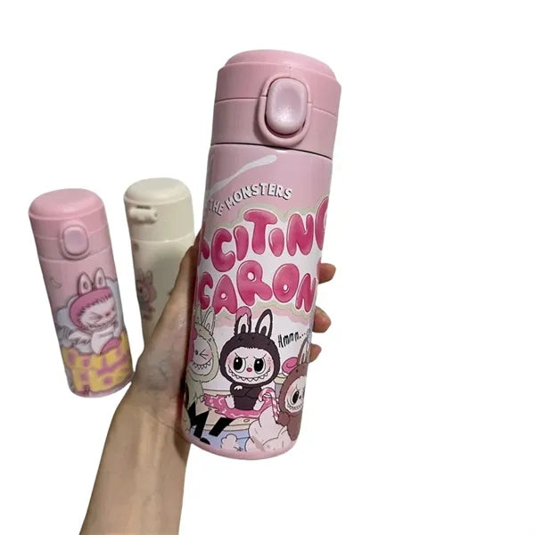 13.5 oz LABUBU Cute Cartoon Push-Button Thermos Bottle